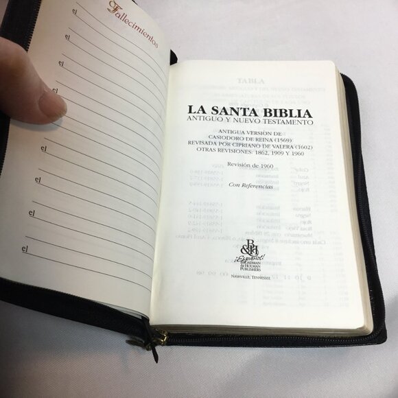 Holy Bible Santa Biblia Reina-Valera 1960/1990 Holman Leather Zipper Cover EUC - Picture 7 of 11